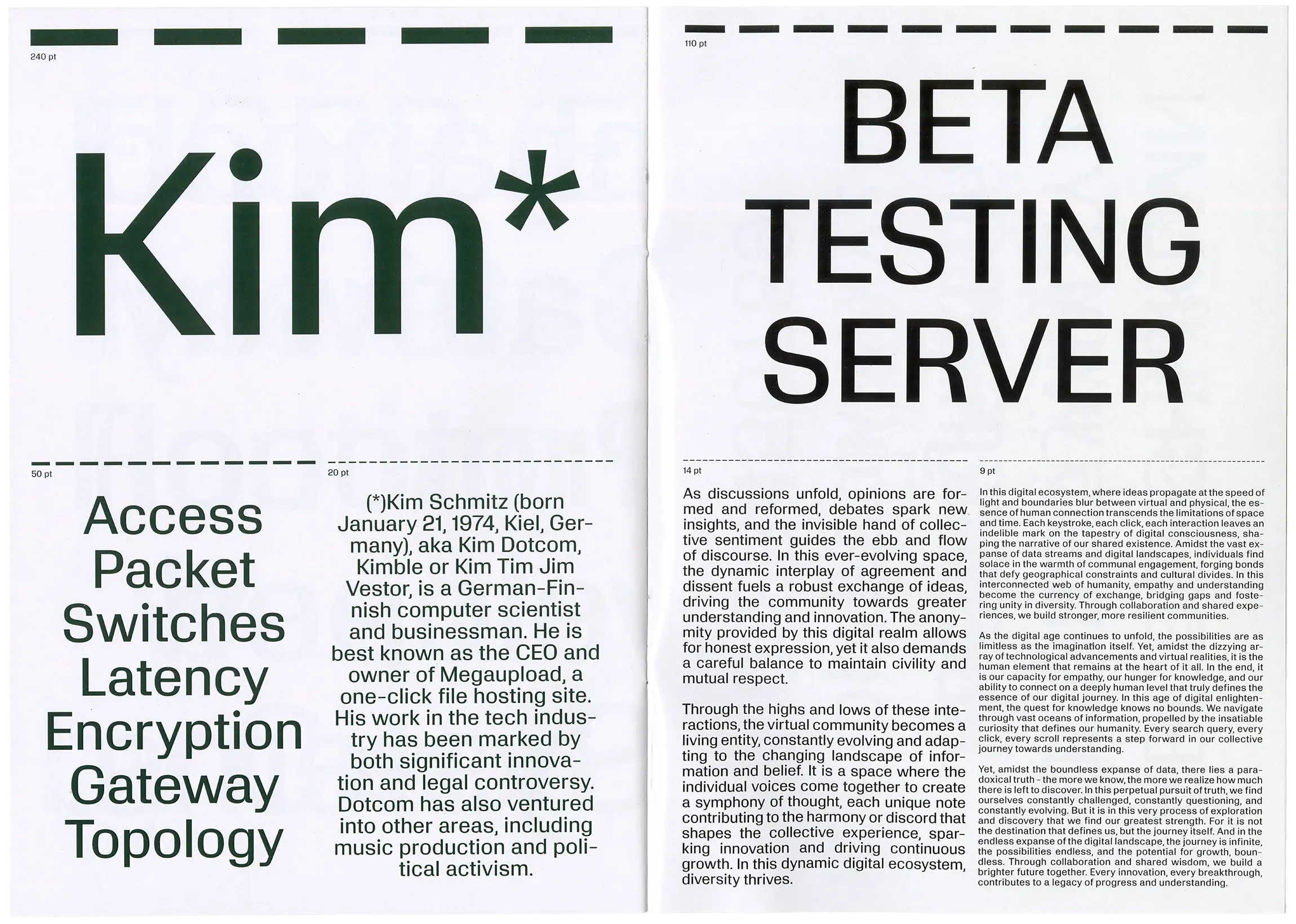 Relay — typeface and type specimen developed under the supervision of Aurèle Sack